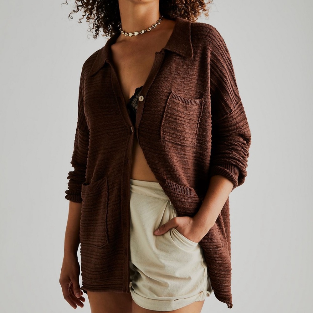 Free People Brown Cardigan Sweater